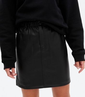 Black leather mini skirt youth hotsell