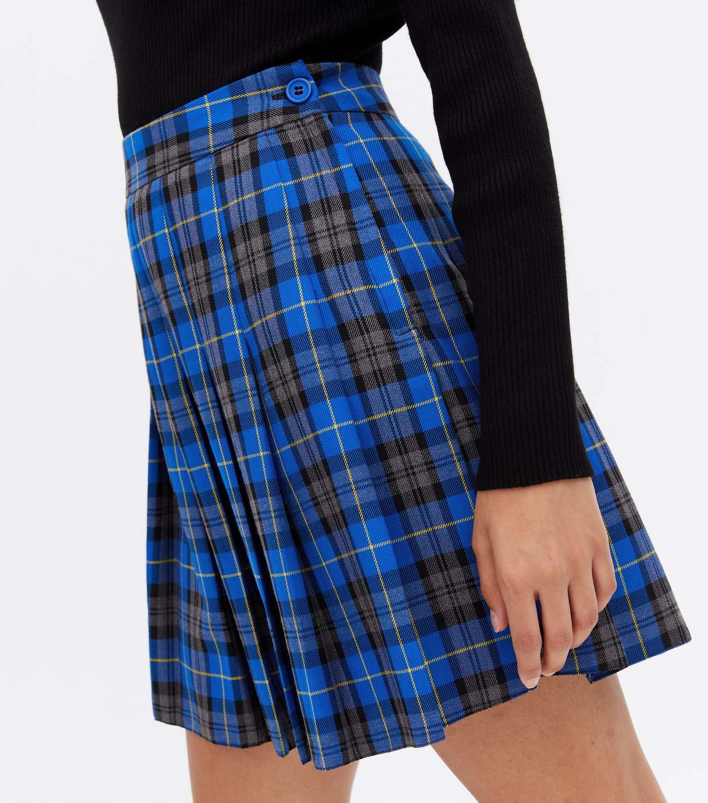 Blue Check Pleated Tennis Mini Skirt Image 3