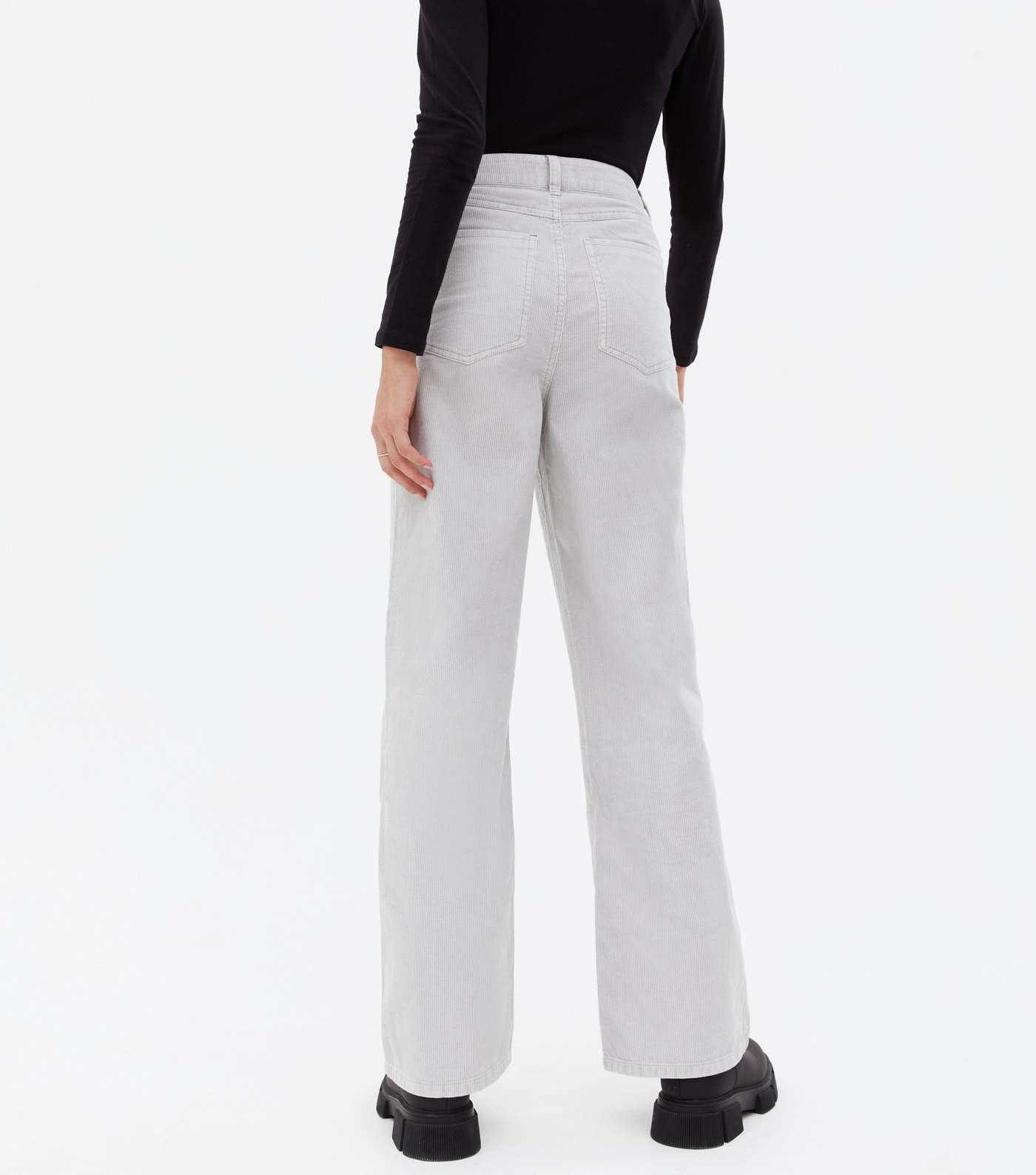 Grey Cord High Waist Wide Leg Trousers Image 4