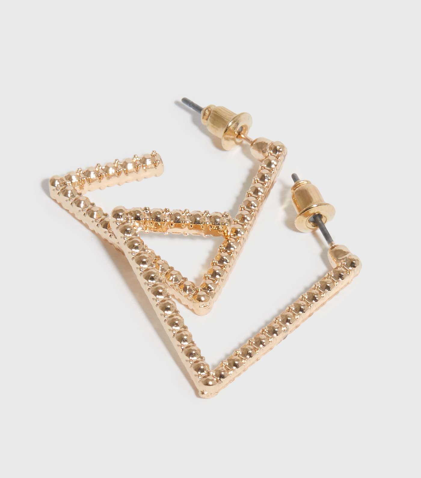 Gold Textured Mini Triangle Hoop Earrings Image 2