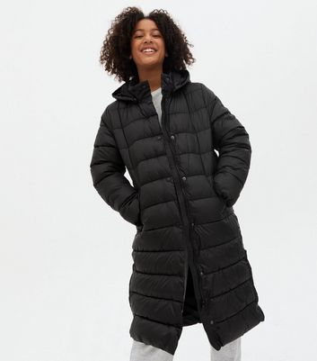 girls black puffer jacket with hood