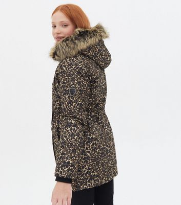 leopard parka coat