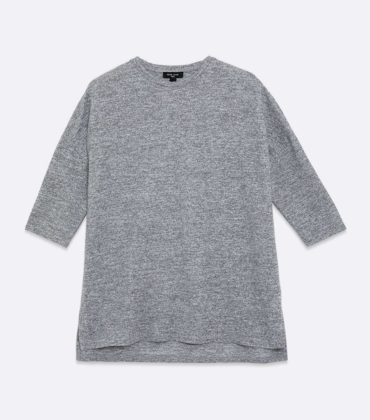 Tall Pale Grey Soft Fine Knit Long Sweatshirt Image 5
