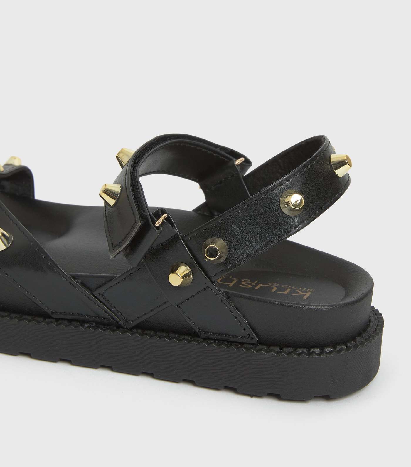 Krush Black Studded Chunky Flatform Sandals Image 4