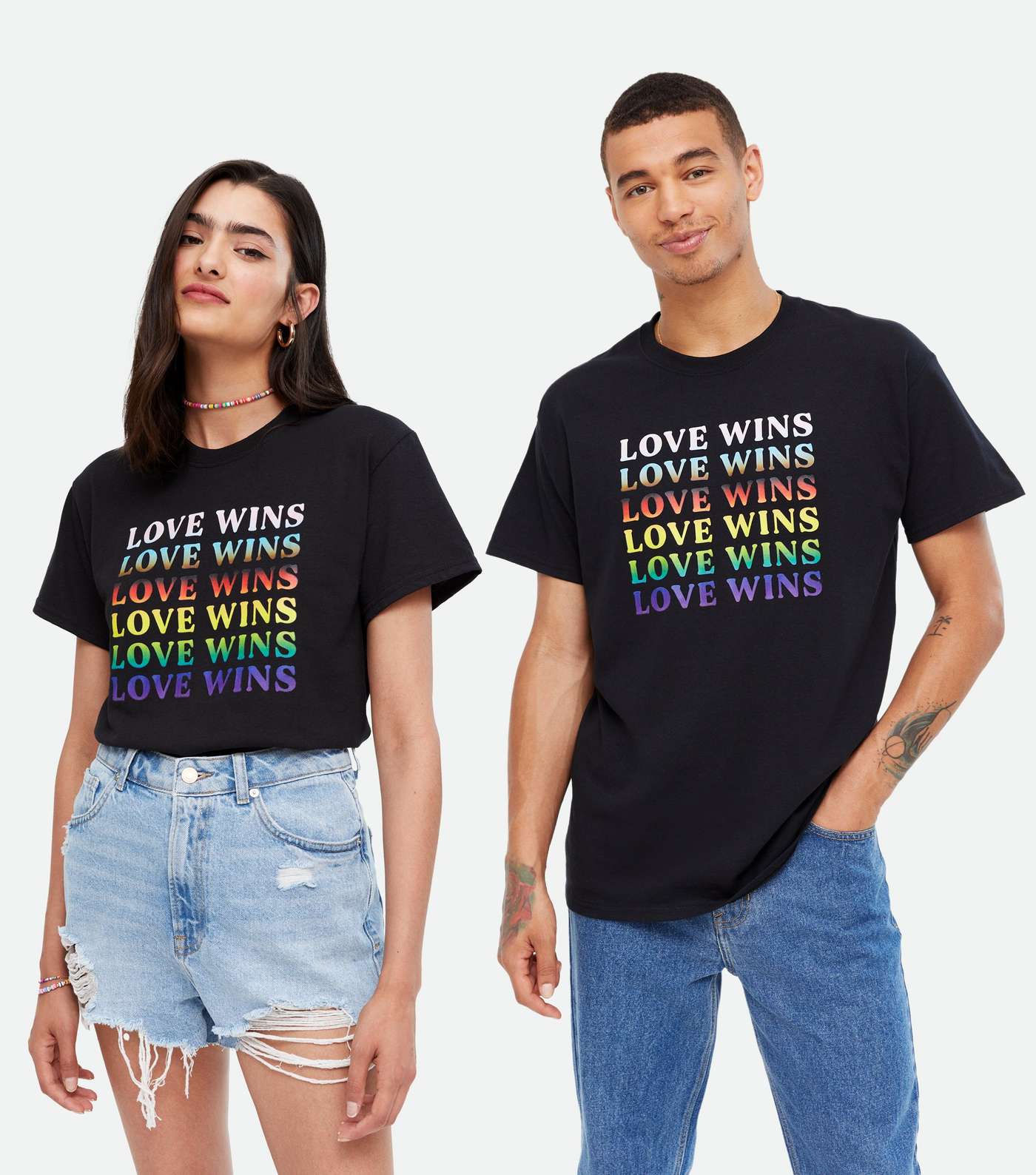 Black Rainbow Love Wins Logo Pride Charity T-Shirt