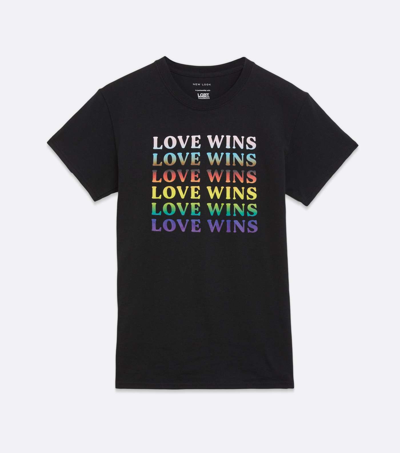 Black Rainbow Love Wins Logo Pride Charity T-Shirt Image 5