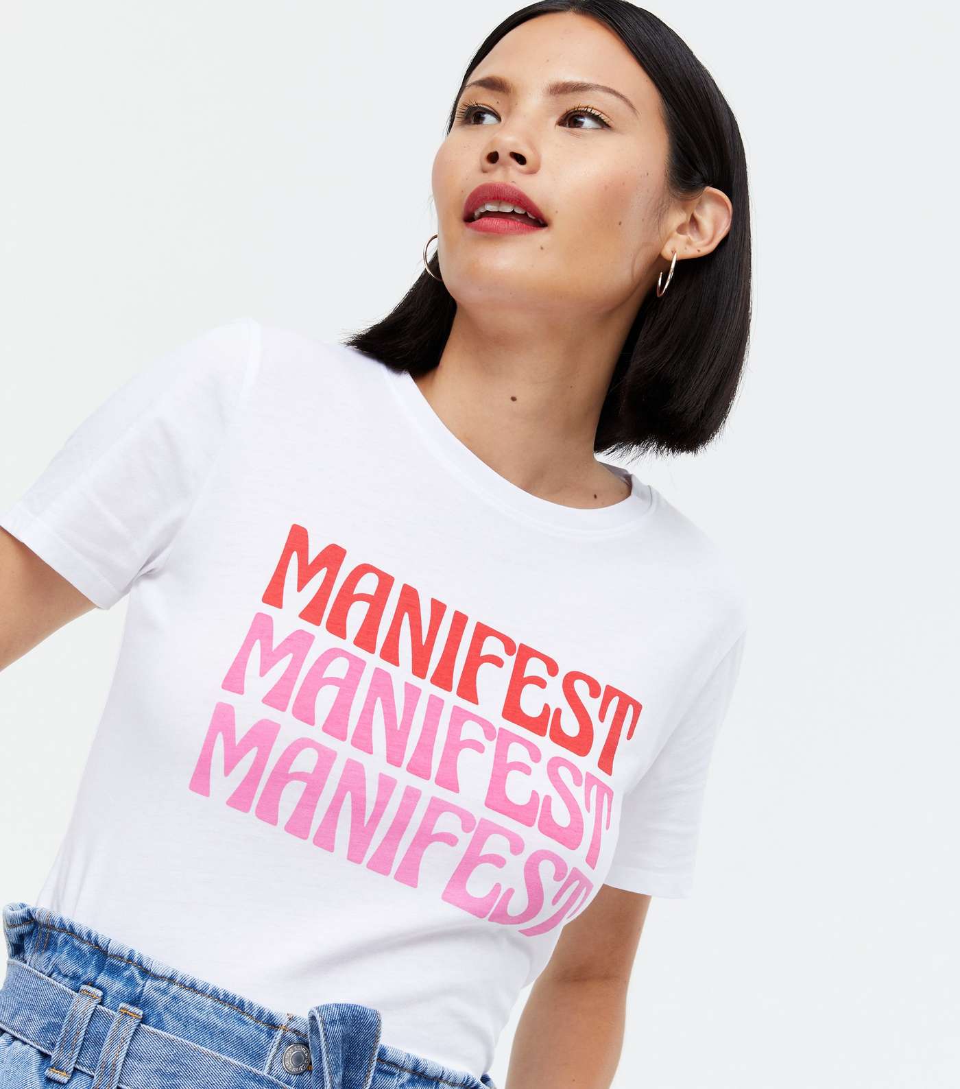 White Manifest Retro Logo T-Shirt Image 3