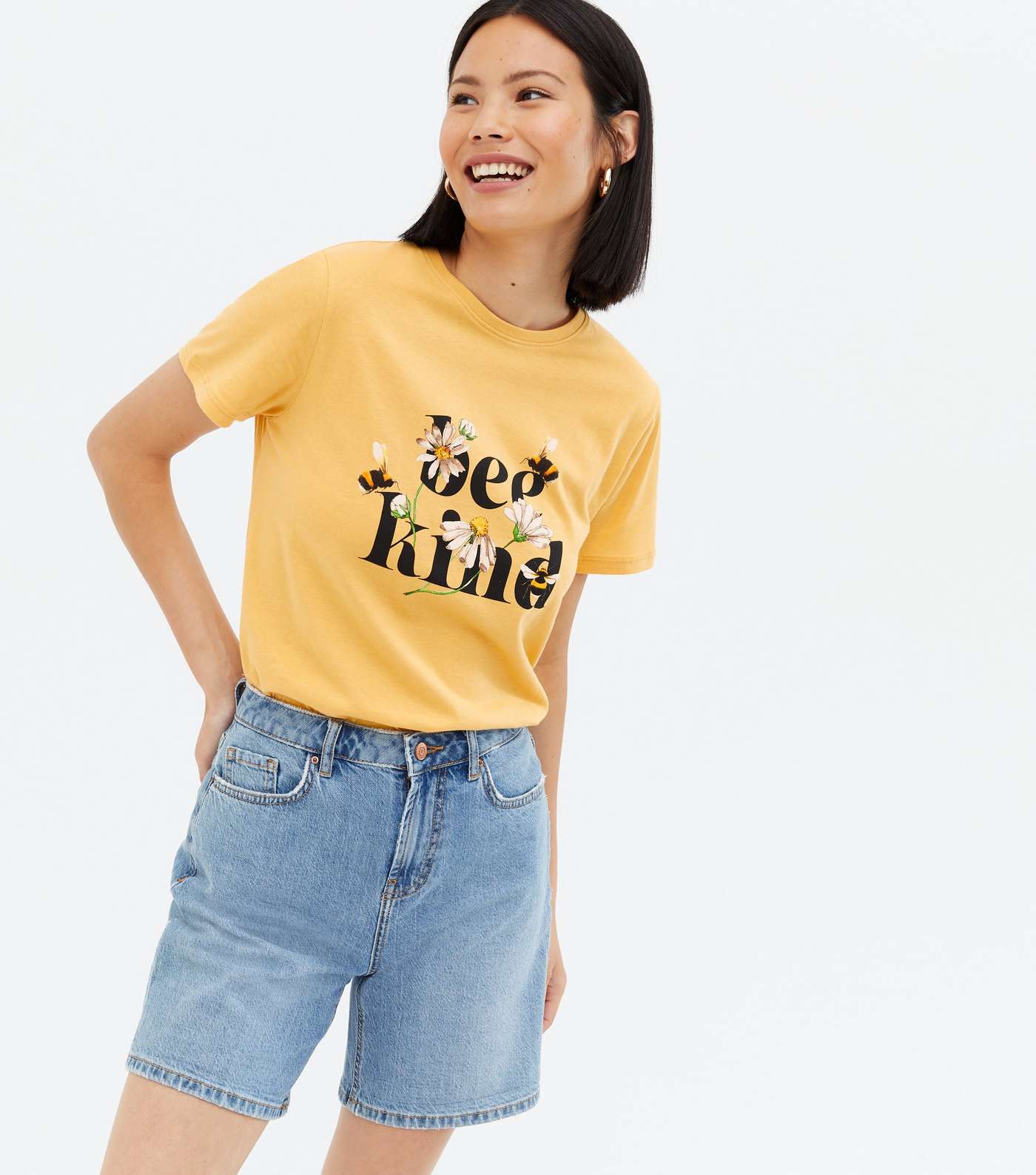 Mustard Floral Bee Kind Logo T-Shirt Image 2