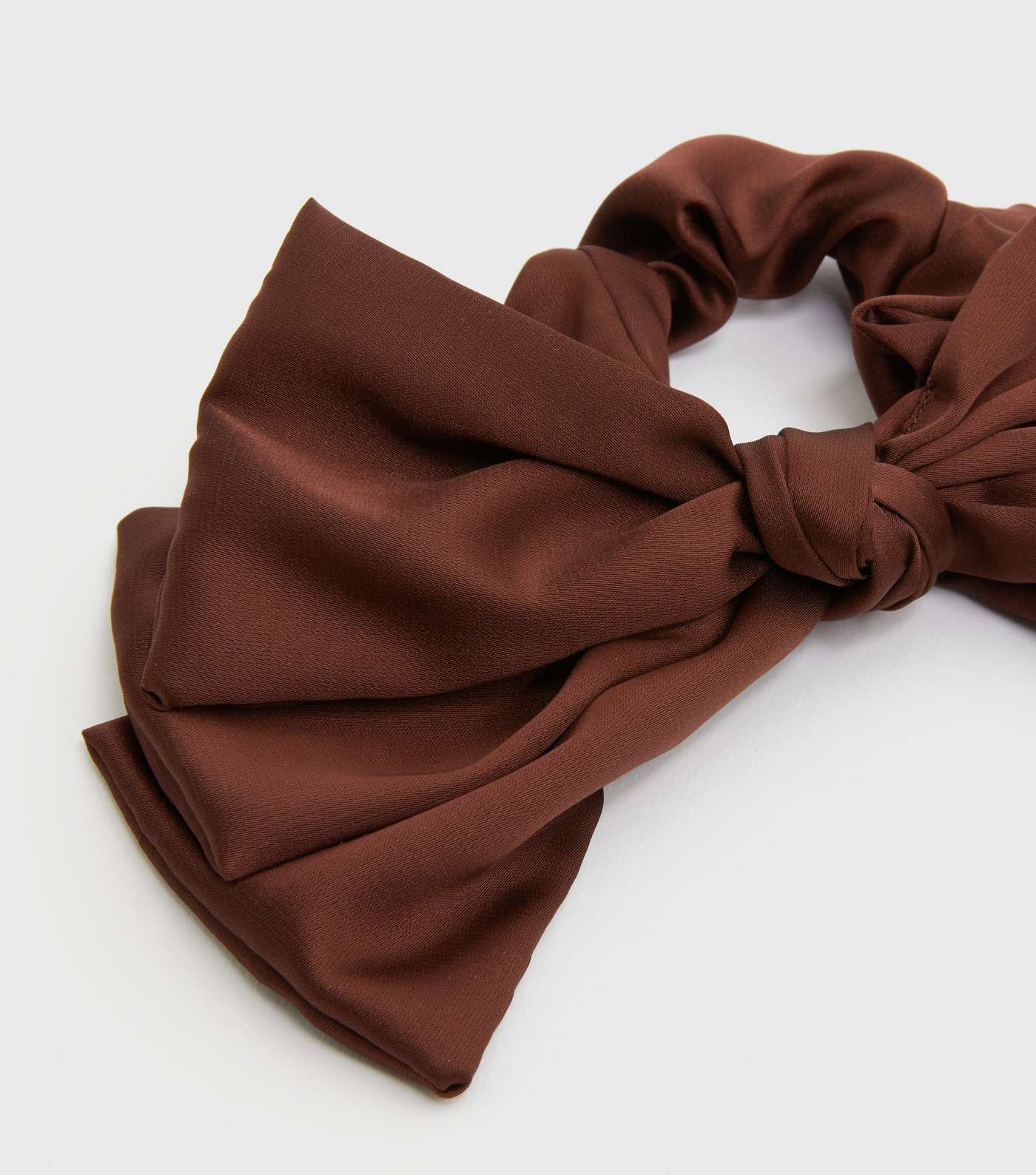 Brown Satin Oversized Bow Scrunchie Image 2