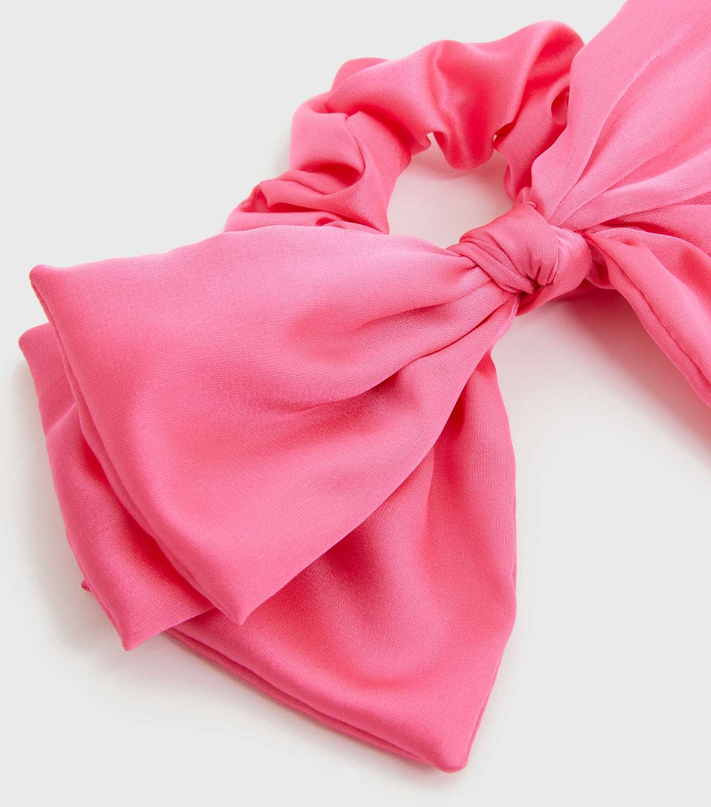 Bright Pink Satin Oversized Bow Scrunchie Image 2