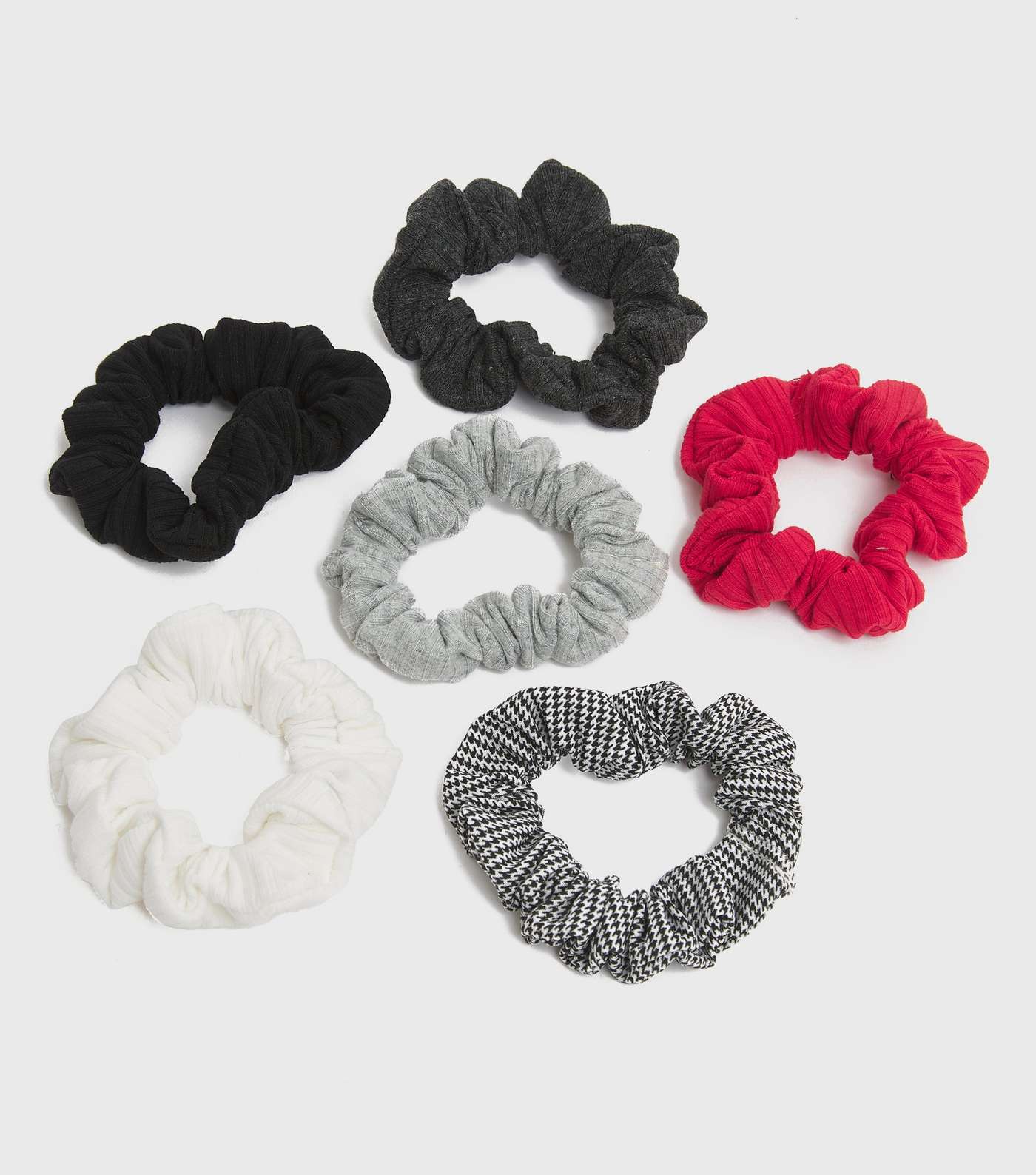 6 Pack Multicoloured Dogtooth Scrunchies 