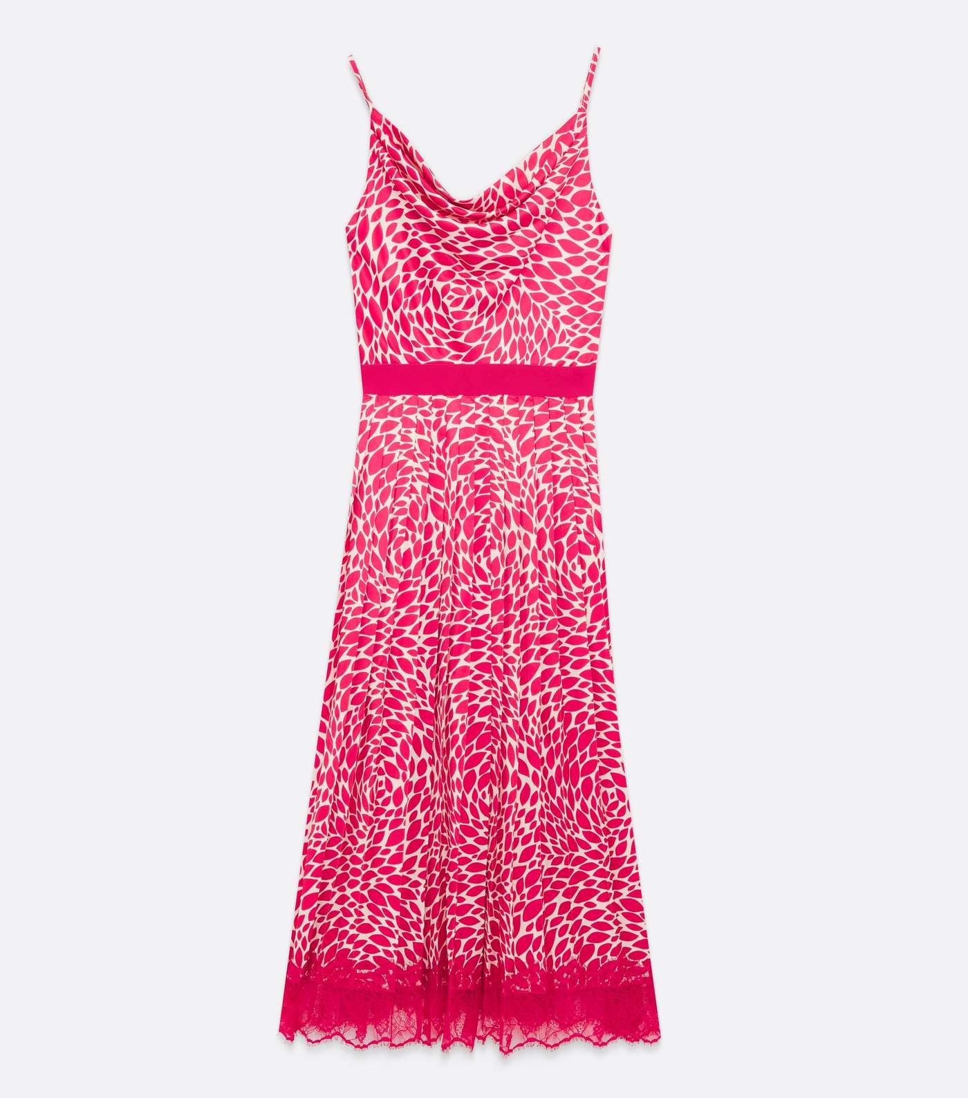 Little Mistress Pink Abstract Satin Cowl Neck Midaxi Dress Image 5