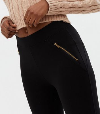 Black leggings shop with zips