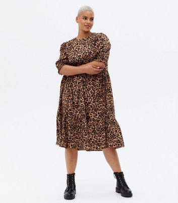 new look leopard print smock dress