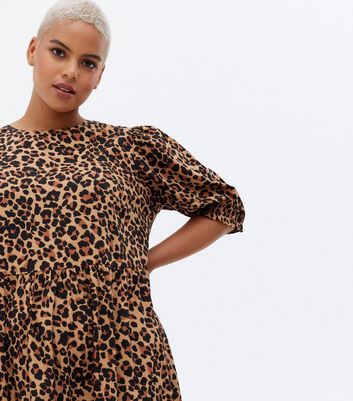 womens leopard print smock dress