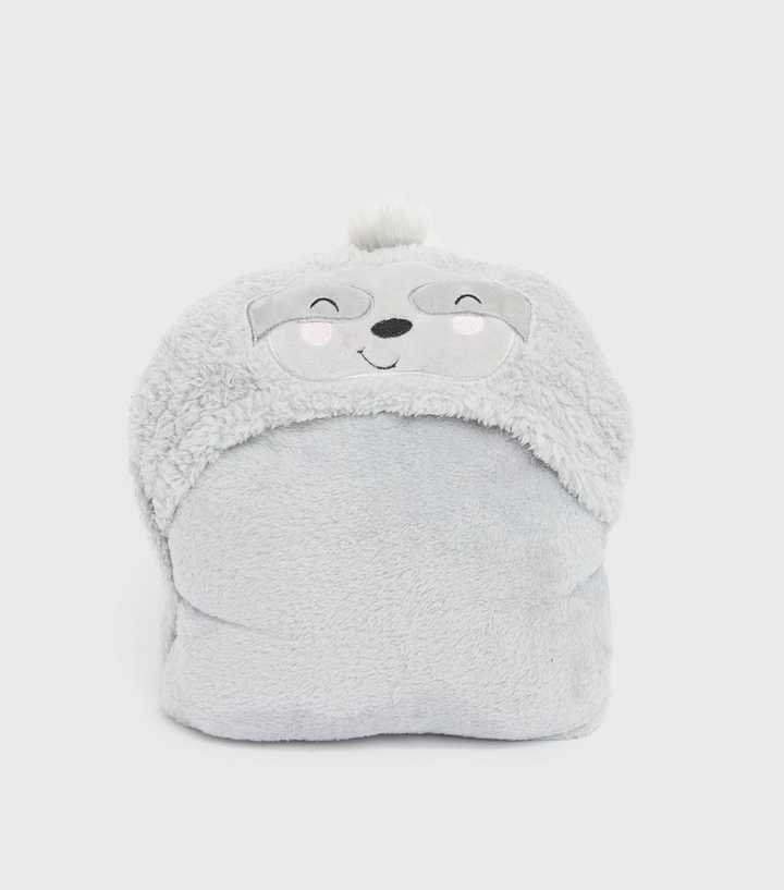 Grey Sloth Fluffy Blanket Hoodie | New Look
