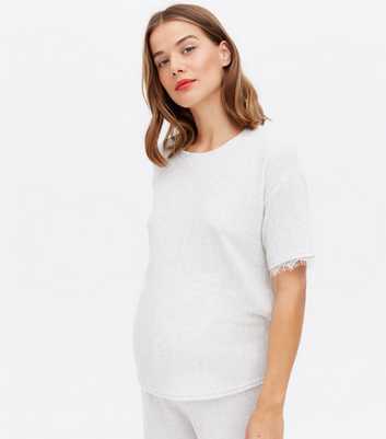 Maternity Pale Grey Ribbed Lounge T-Shirt
