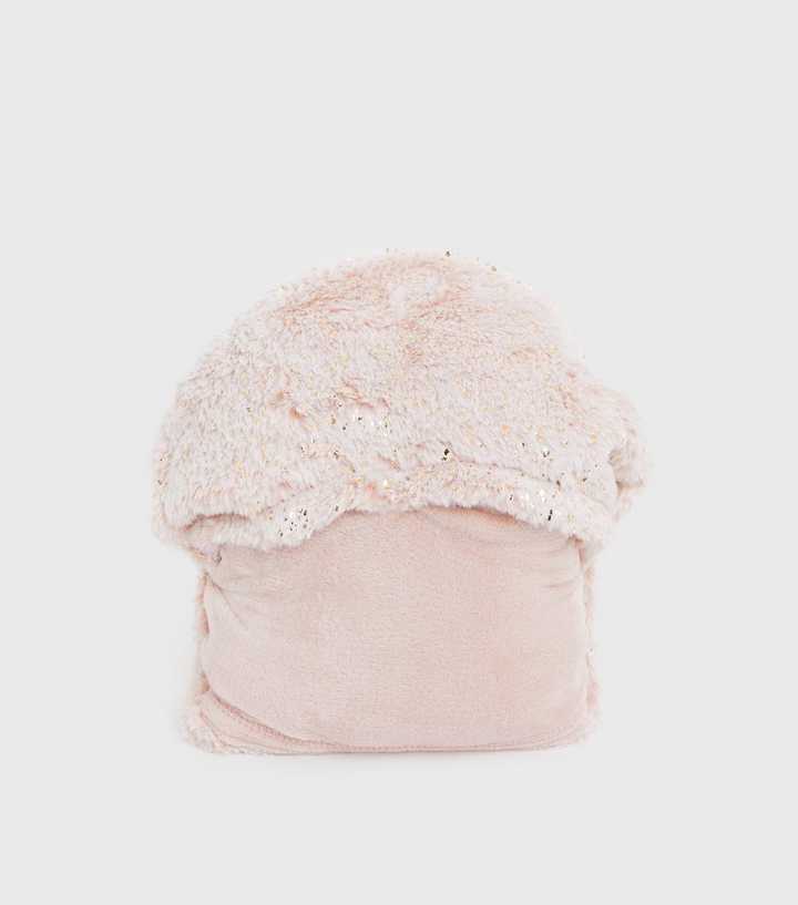 Pale Pink Glitter Fluffy Blanket Hoodie