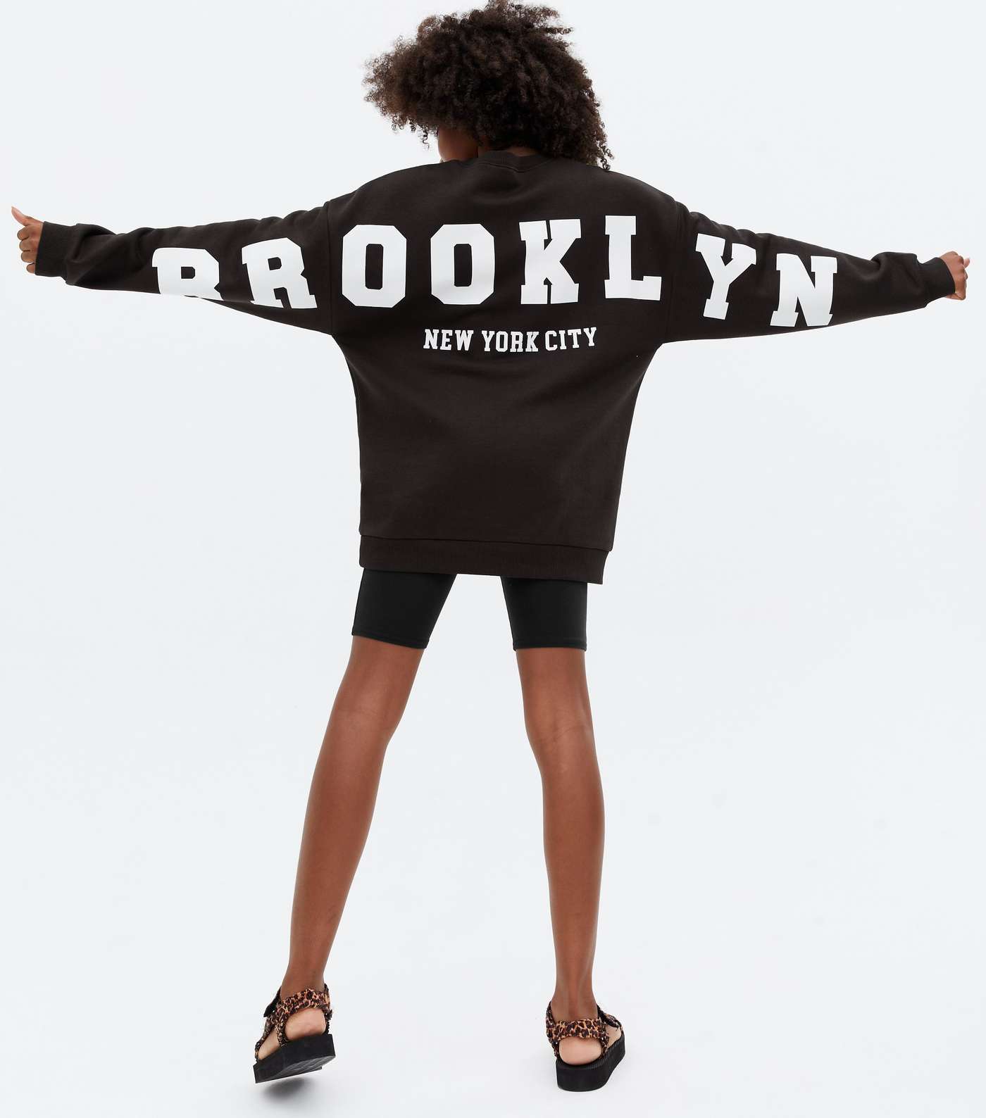 Girls Black Brooklyn Logo Long Sweatshirt