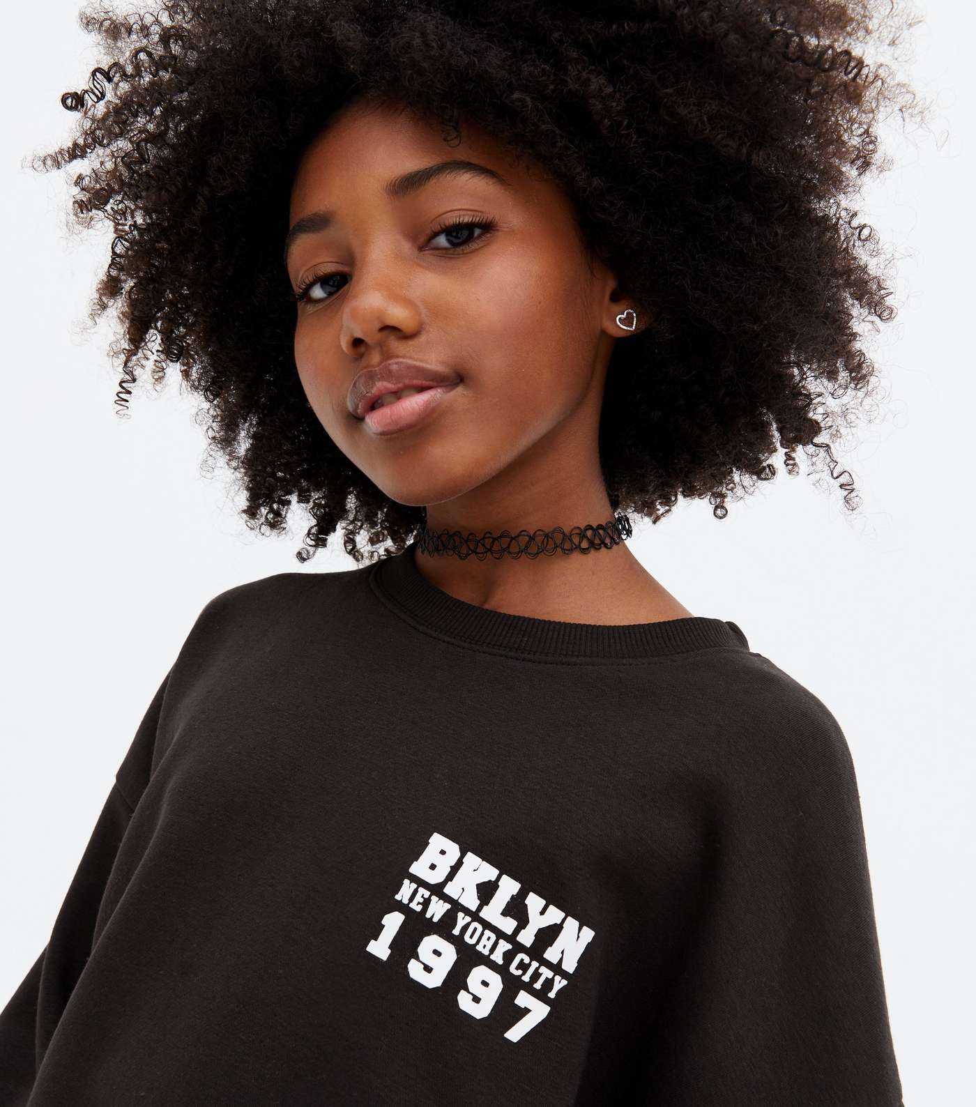 Girls Black Brooklyn Logo Long Sweatshirt Image 3