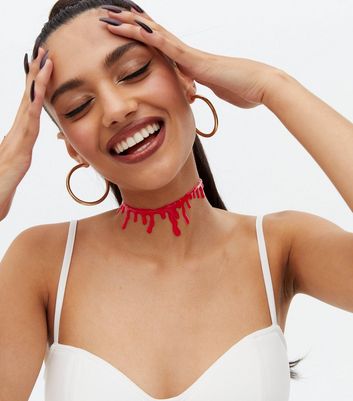 Red Halloween Fake Blood Choker | New Look