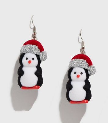 christmas penguin earrings