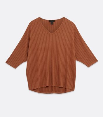 Damen Bekleidung Rust Brushed Fine Knit V Neck Top Damen Bekleidung Rust Brushed Fine Knit V Neck Top