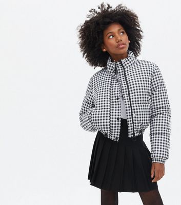 gingham puffer jacket
