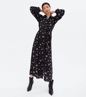 floral midi shirt dress