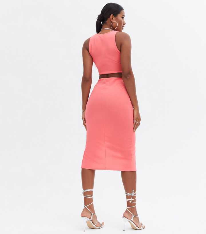 Hot Pink Scuba Tube Crop Top Ribbon Midi Skirt – STYLED BY ALX COUTURE