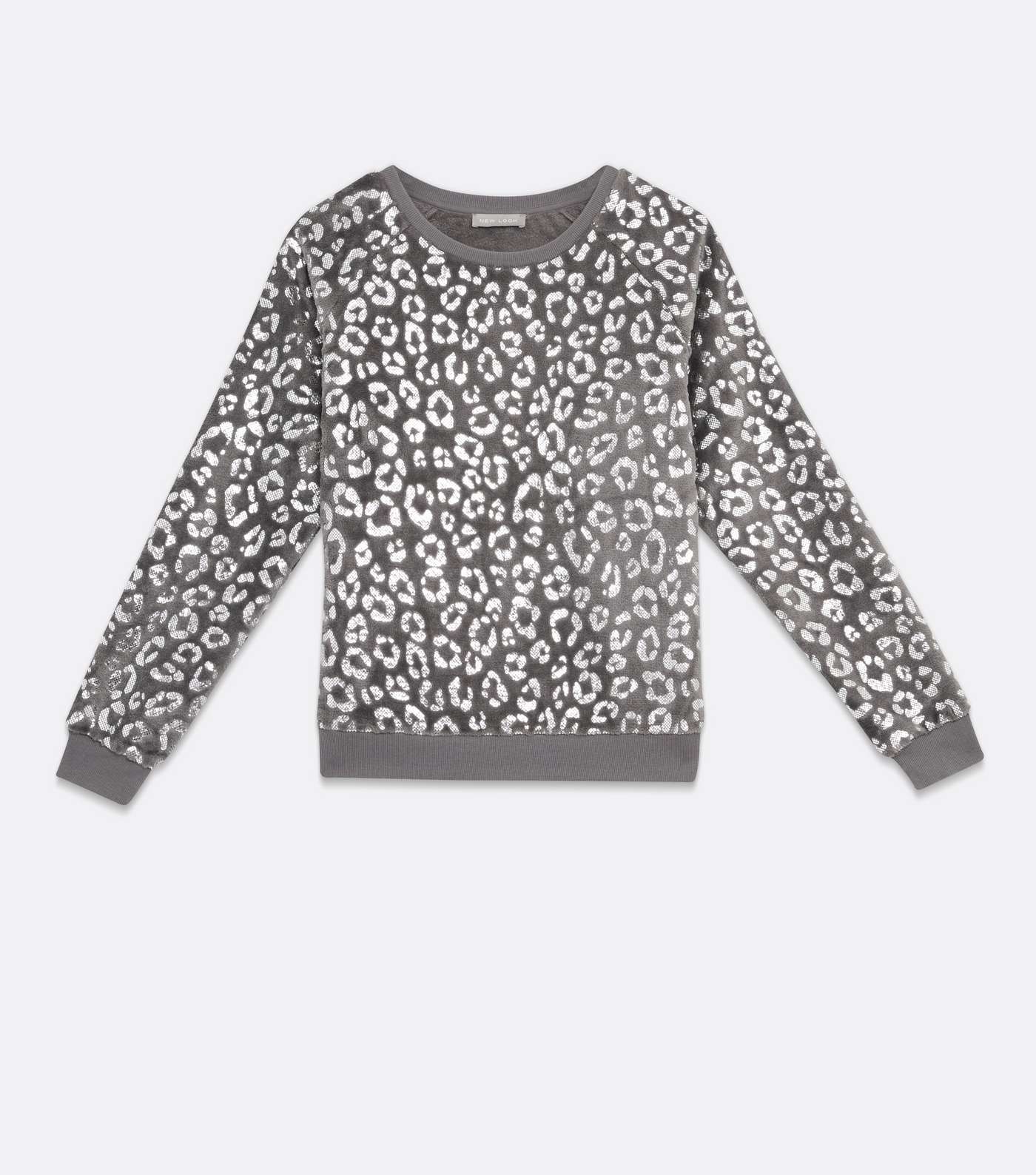Light Grey Metallic Leopard Print Pyjama Sweatshirt Image 5