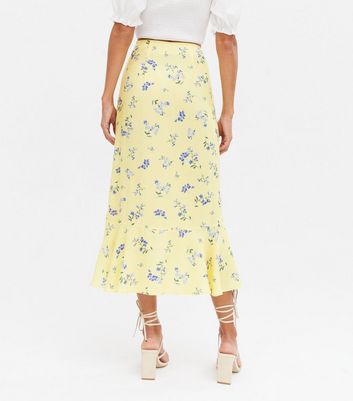 new look yellow floral skirt