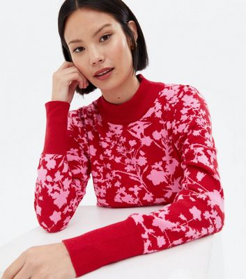 Red deals floral sweater