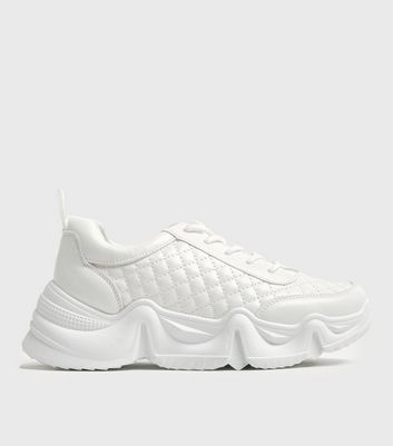 Krush White Quilted Chunky Trainers | New Look
