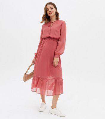 Pink flowy best sale midi dress