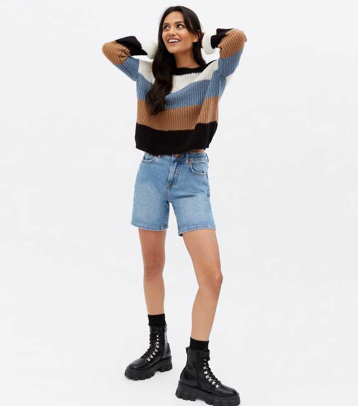 Blue Denim Light Wash Boyfriend Shorts