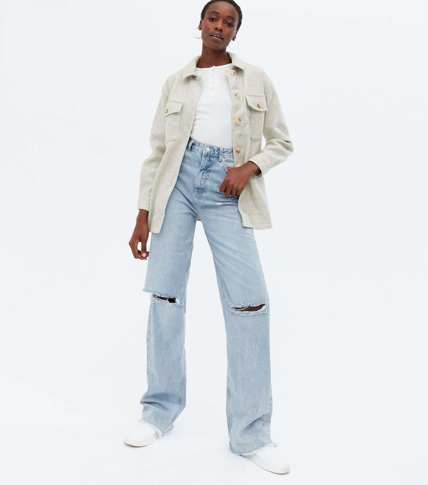 Tall Pale Blue Ripped High Waist Sinead Baggy Fit Jeans