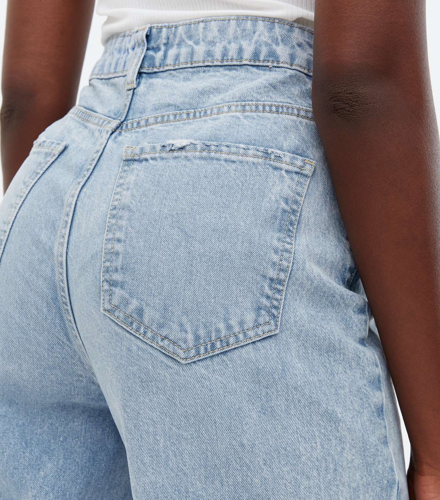 Tall Pale Blue Ripped High Waist Sinead Baggy Fit Jeans Image 3