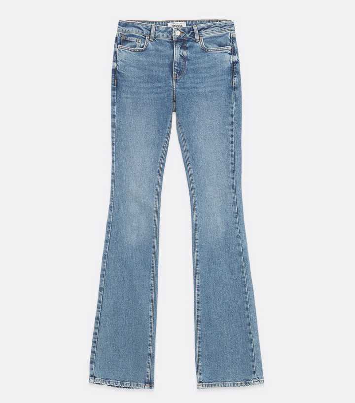 Vanilla Star Womens Flare Jeans Low Rise Back Pocket Detail Blue Denim 15