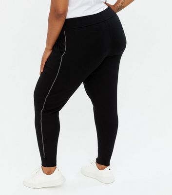Click to view product details and reviews for Apricot Curves Black Knit Piped Side Cuffed Joggers New Look.
