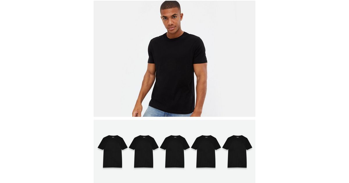 5 Pack Black Crew TShirts New Look