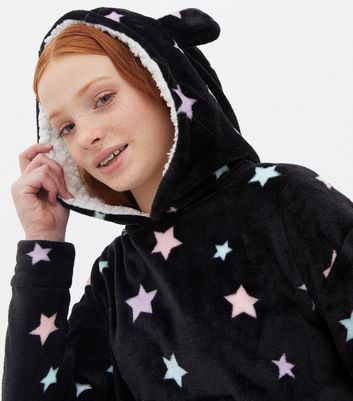 Teenager Bekleidung für Mädchen Girls Black Star Fluffy Lounge Hoodie Teenager Bekleidung für Mädchen Girls Black Star Fluffy Lounge Hoodie