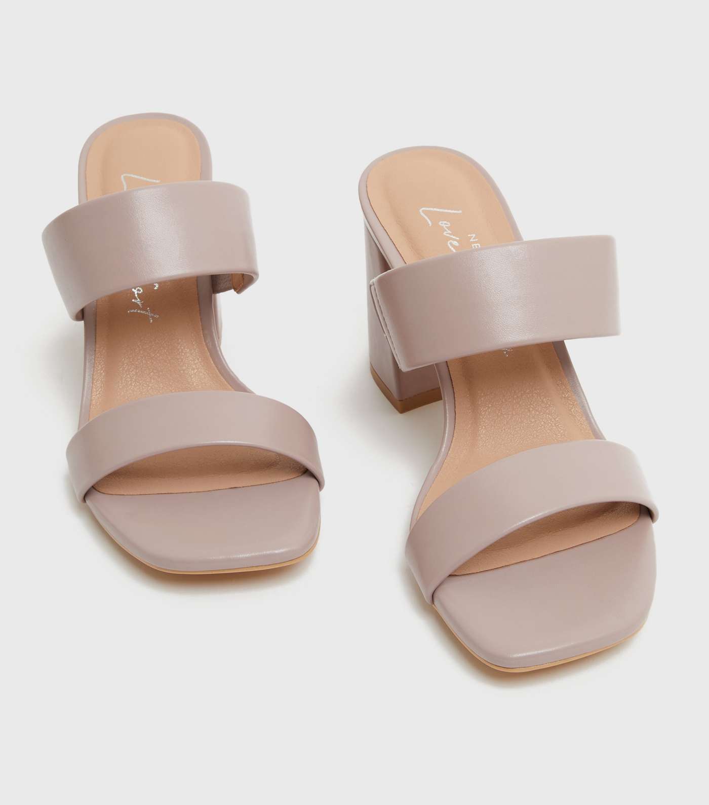 Lilac Double Strap Block Heel Mules Image 3
