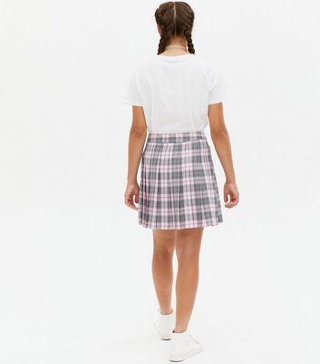 Pink checkered shop skirt new look