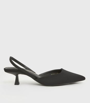 black kitten heel slingbacks