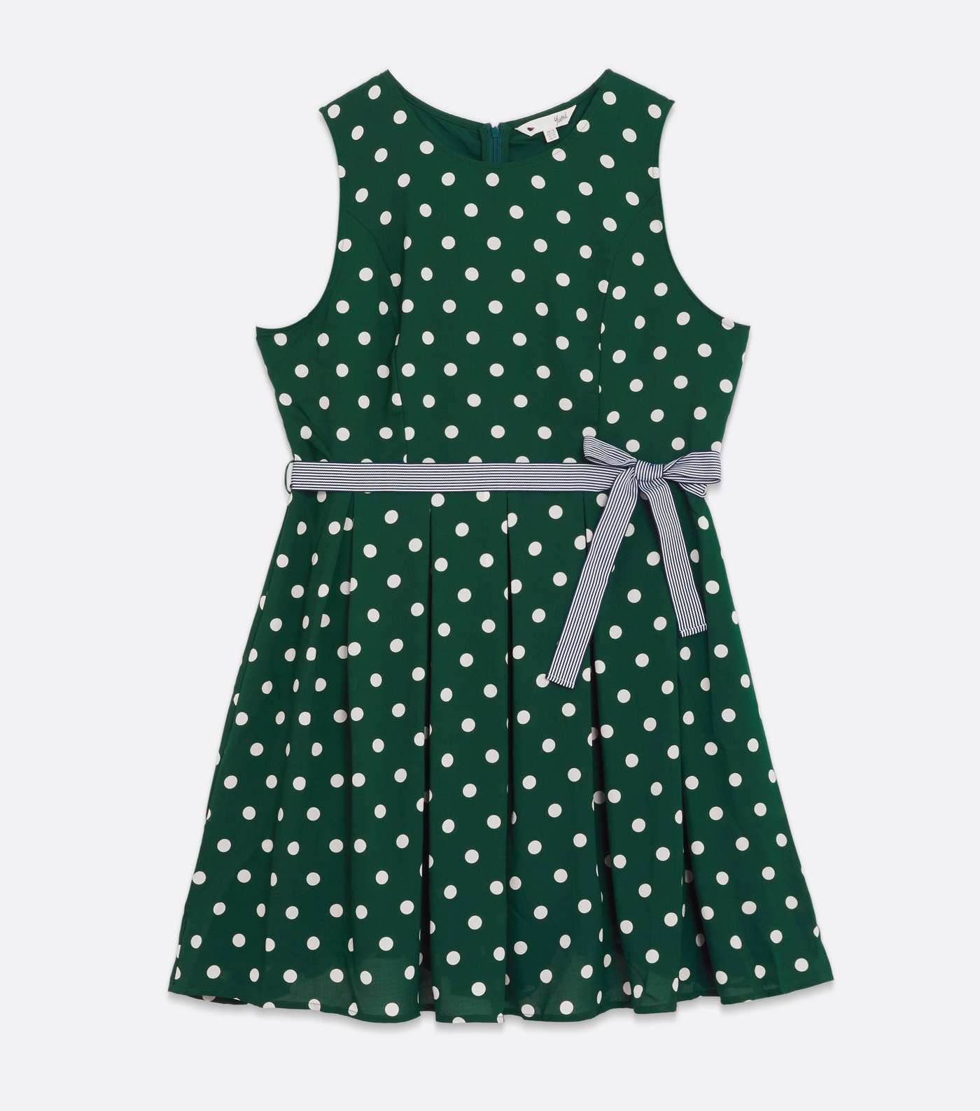 Yumi Curves Green Spot Belted Skater Dress Image 5