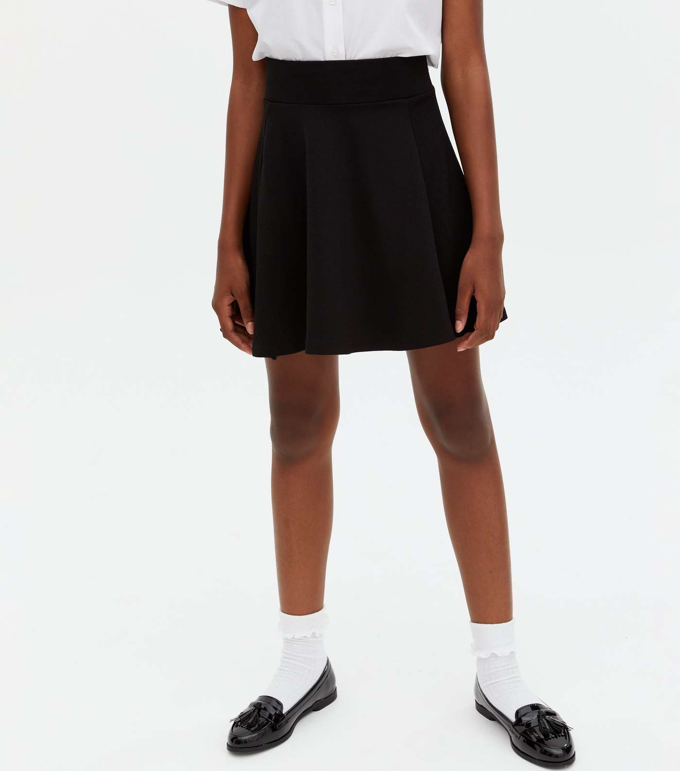 Girls Black Pleated Skater Skirt Image 2