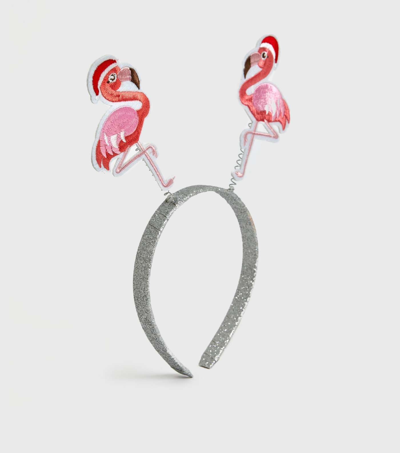 Pink Christmas Flamingo Glitter Bopper Headband Image 2