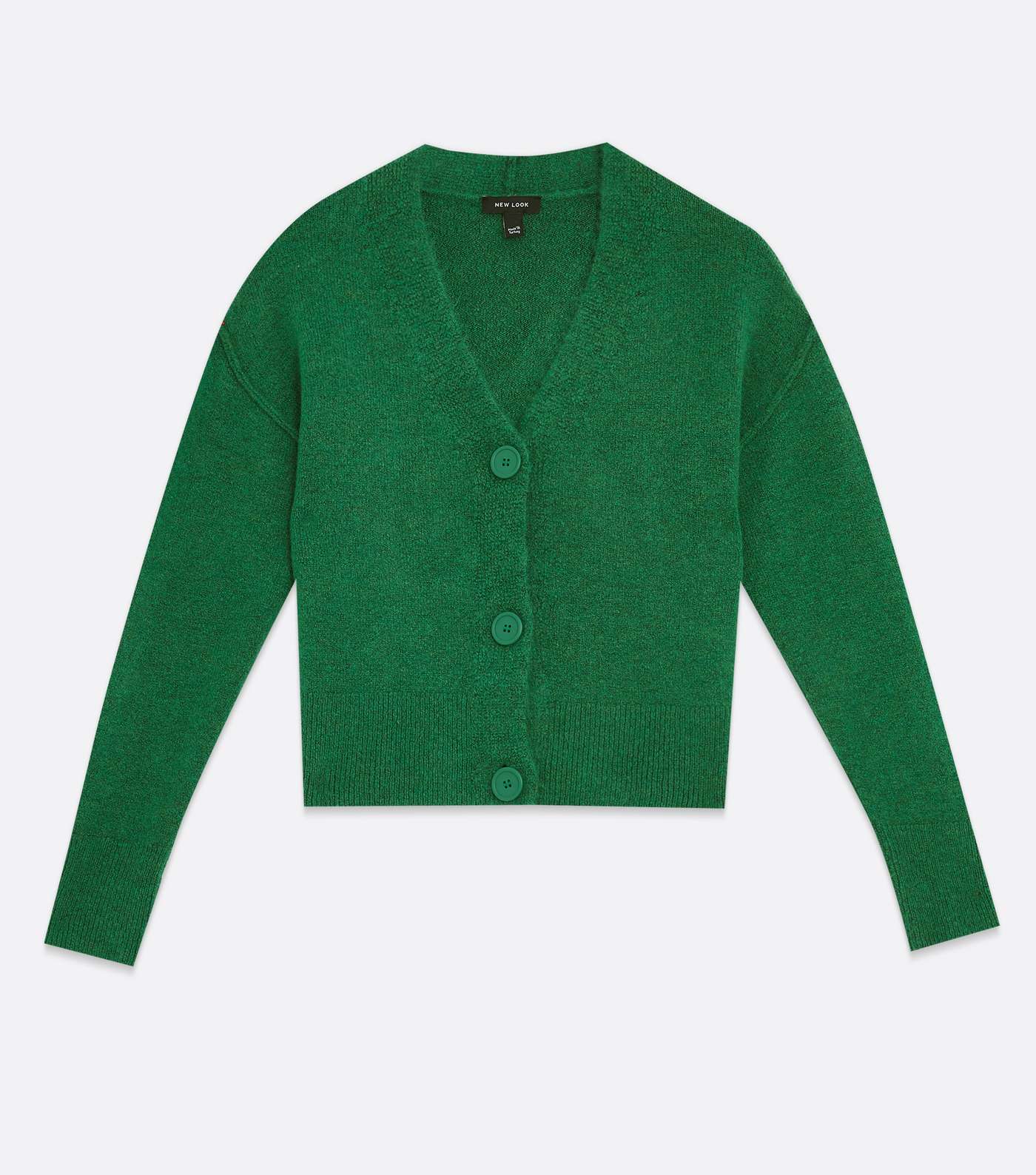 Green Knit Exposed Seam Button Cardigan Image 5