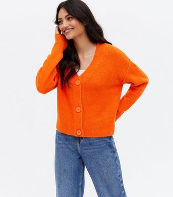 Orange on sale ladies cardigan